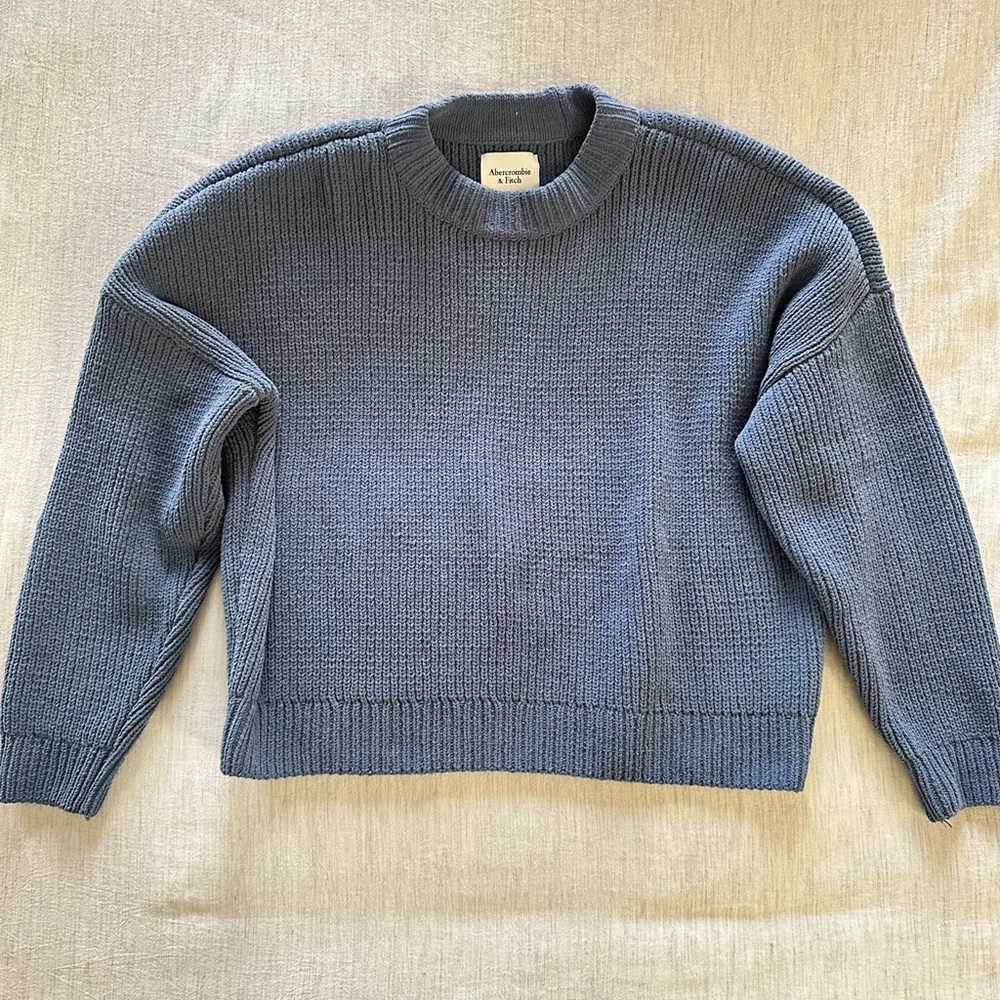 A&F Chunky Knit Blue Crew Neck Sweater, Size M - Picture 1 of 6